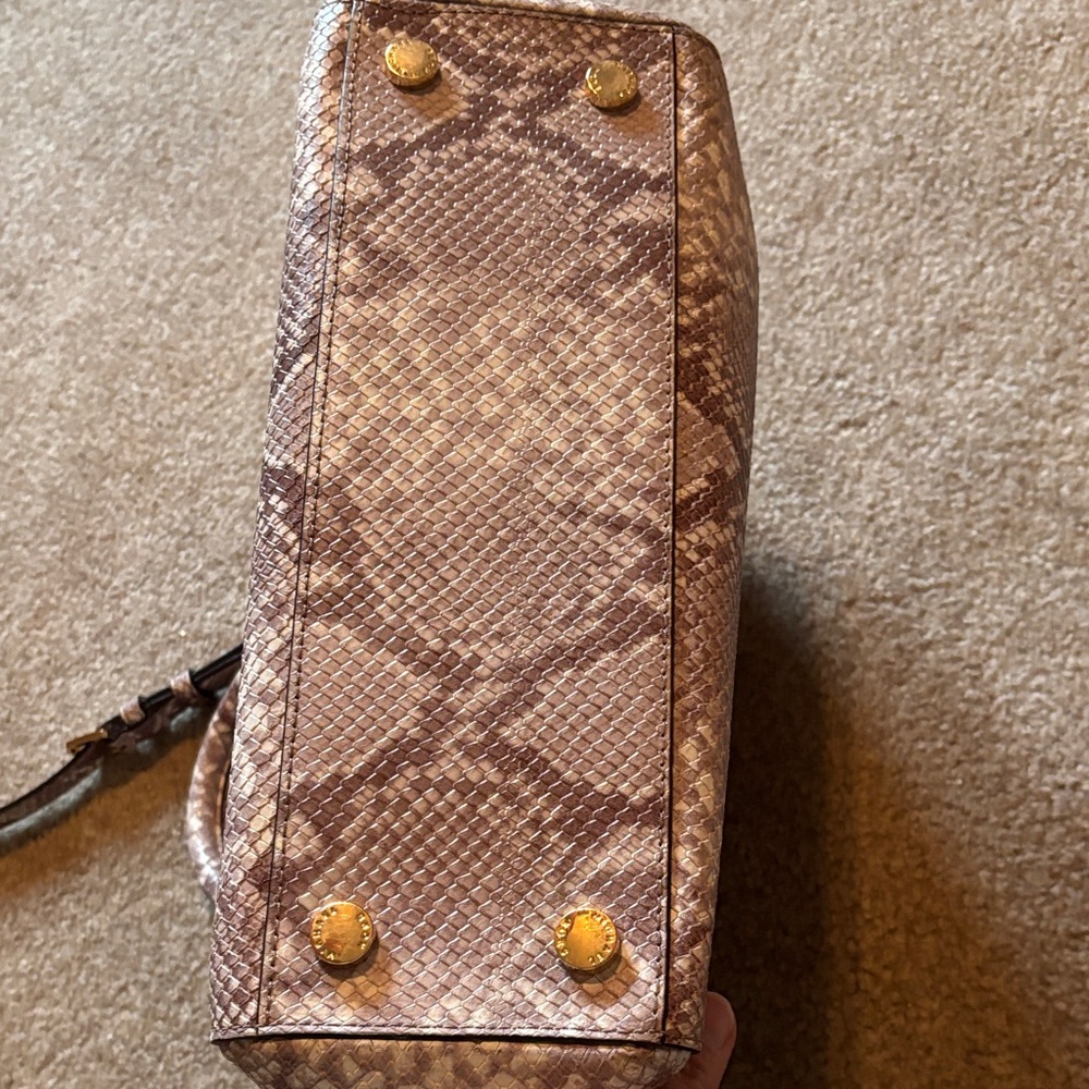 Michael Kors Gray Snakeskin-Print Women’s Satchel Shoulder Bag - Picture 7 of 9